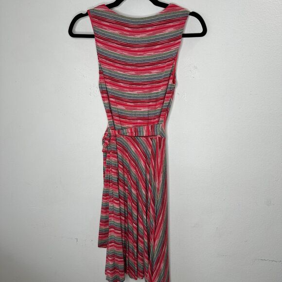 Bailey 44 Peach Blue & Green Striped Emile Sleeveless V-Neck Faux Wrap Dress XS - Picture 7 of 16